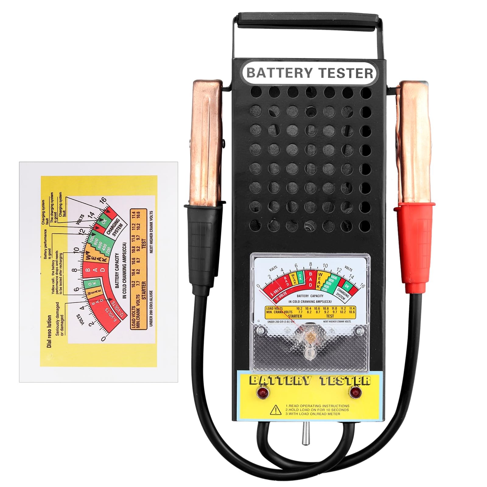 CRLITSIY Battery Load Tester, 6V 8V 12V Alternator POINTER, Black