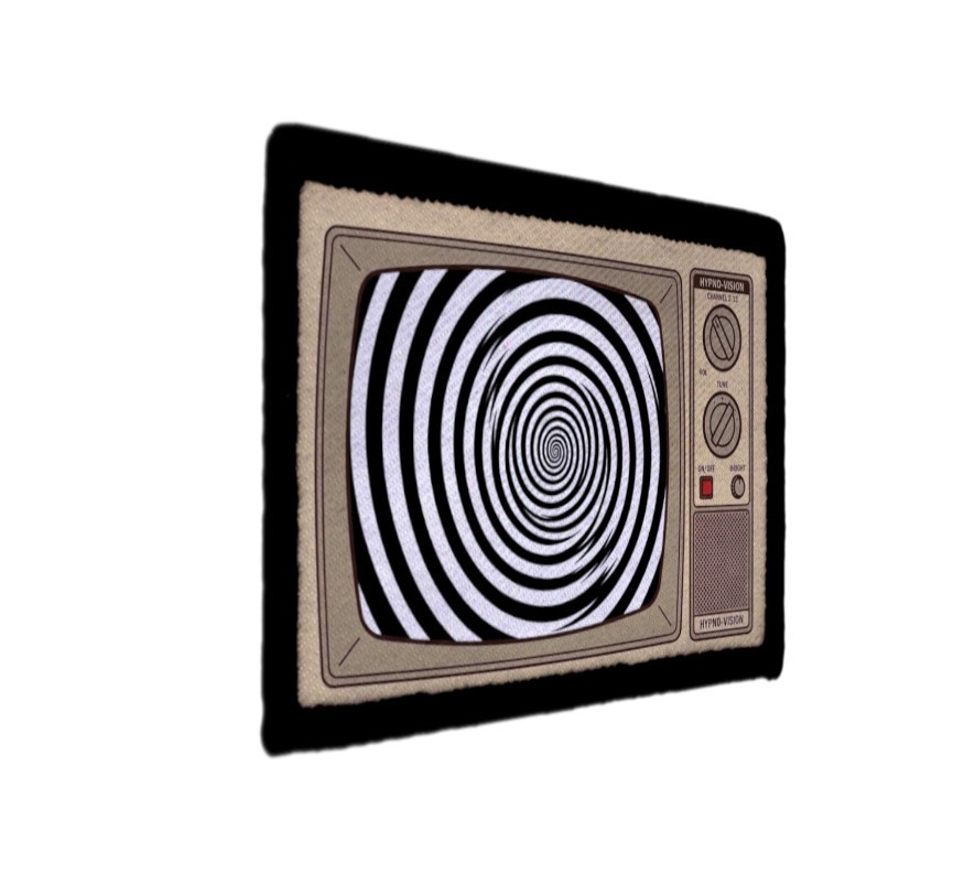 Hypnotic TV Set Retro Spirals Brainwash Patch Sew on [sub]