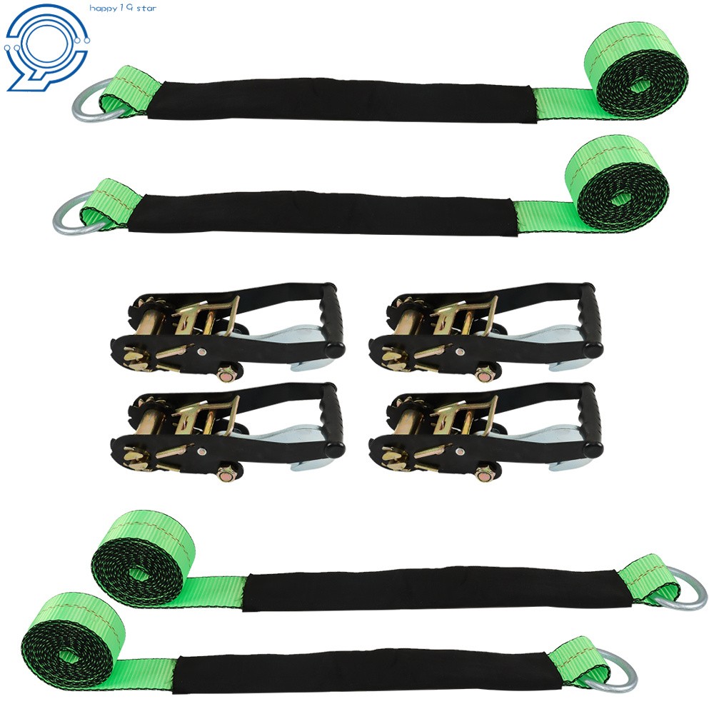 Car Tie Down with Snap Hooks Lasso Style (4 Pack) 2 Inch x 96 Inch For Trailer