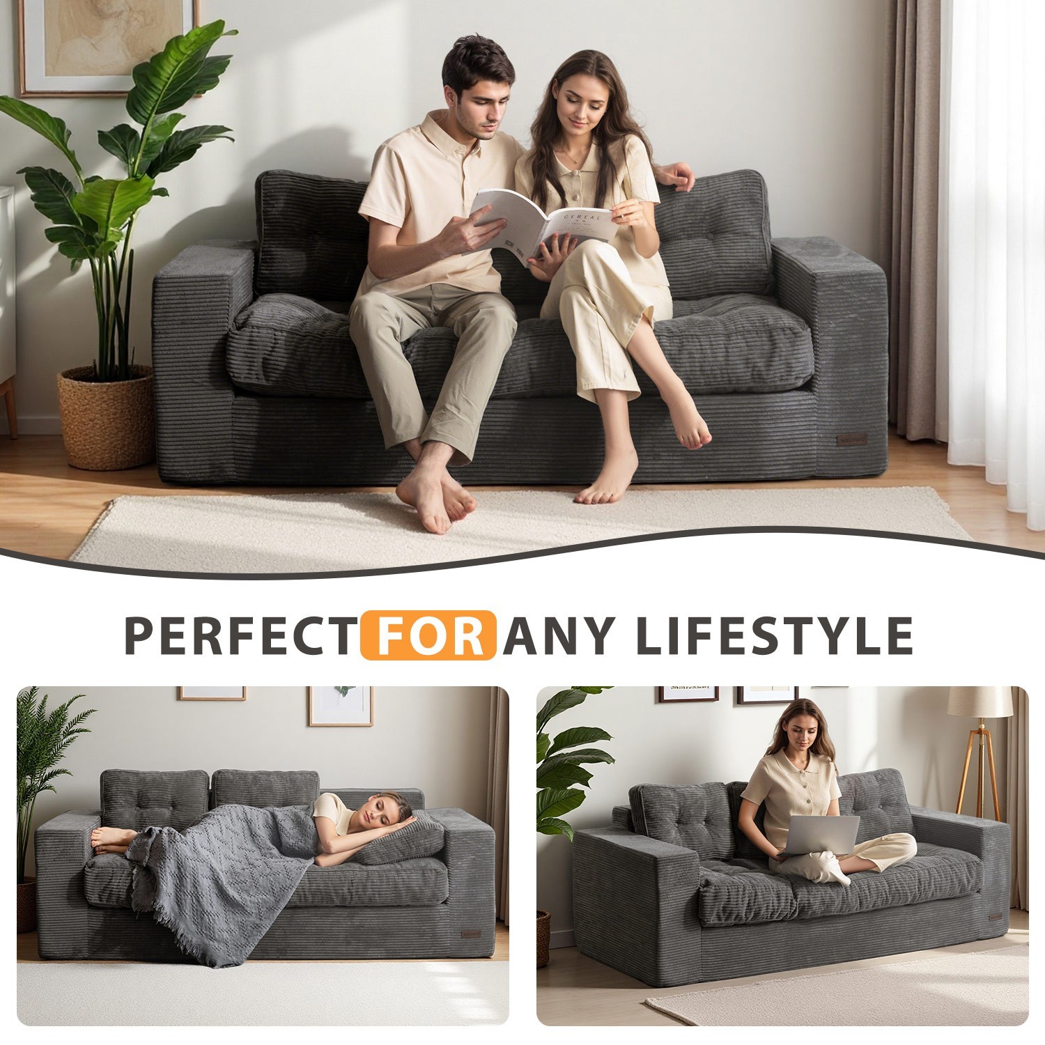 MAXYOYO Bean Bag Chair Sofa,Giant Boneless Couch with Tufted Cushion & Backrest
