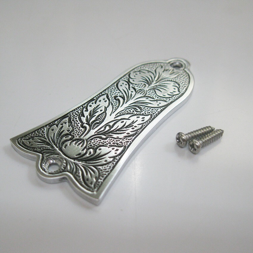 Leaf pattern hand engraved  aluminum truss rod cover fit Gibson guitars gib-A1