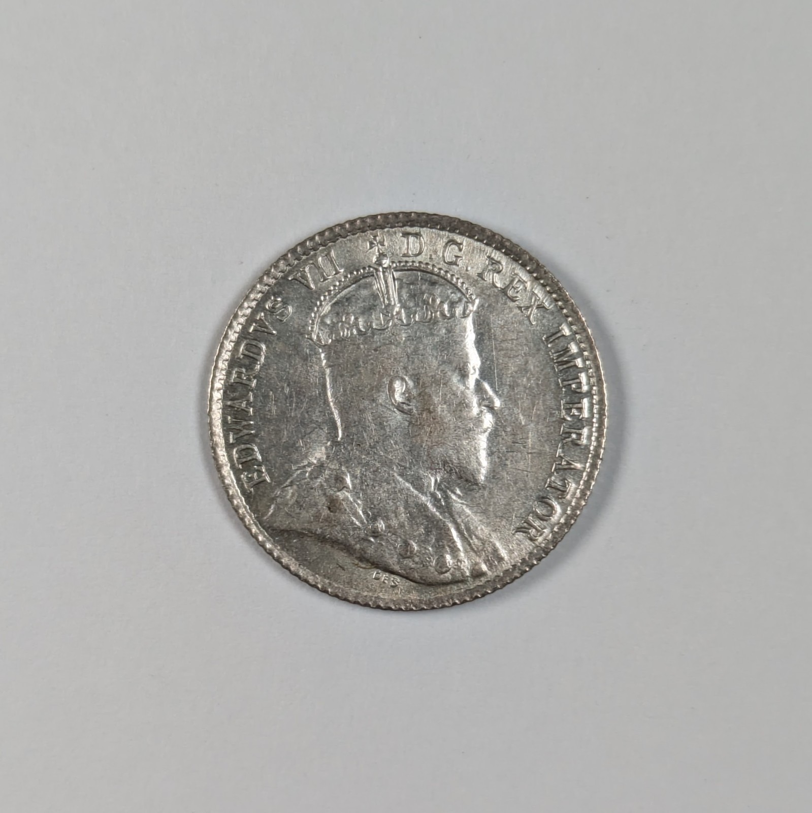 1907 Narrow Date Canada Edward VII Silver 5 Cents AU