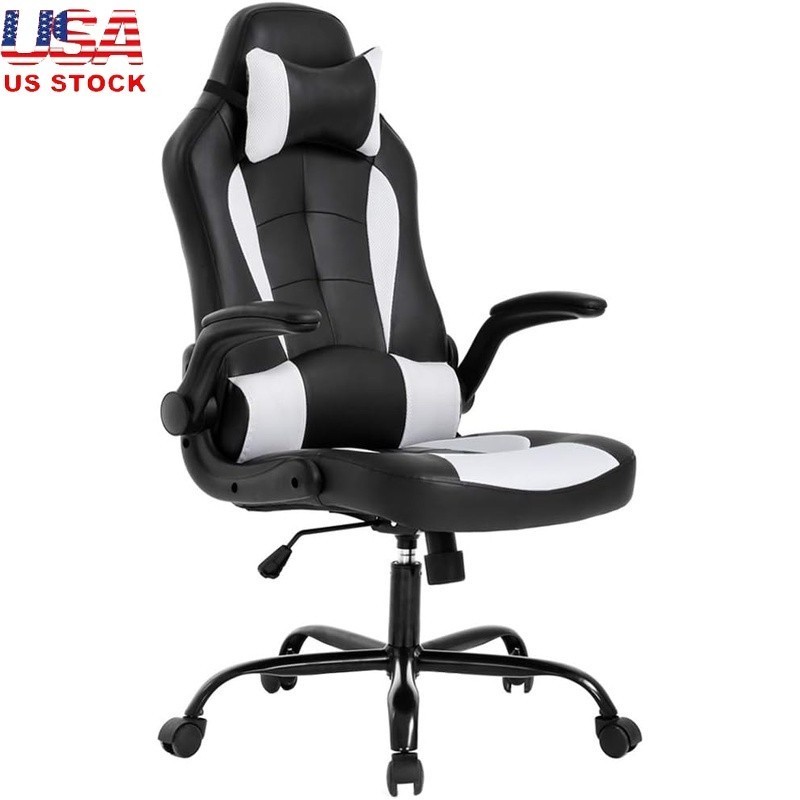 Ergonomic Gaming Chair Comfortable Office Chair Easy Assemble PU Leather New