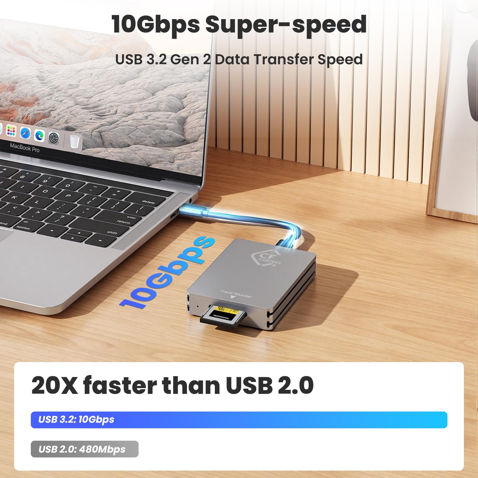 CFexpress Type B Card Reader - All-Aluminum 10Gbps USB 3.2 Gen 2, Professiona...
