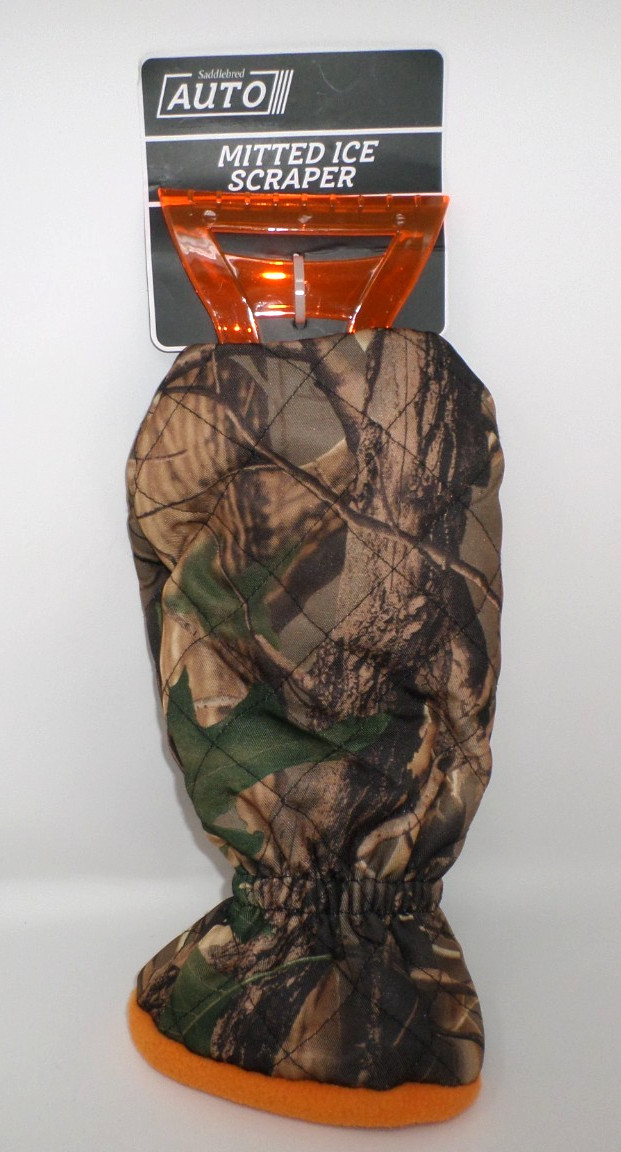 Saddlebred Auto Mitted Ice Scraper Realtree Camo Orange Lining Elastic Cuff 14+