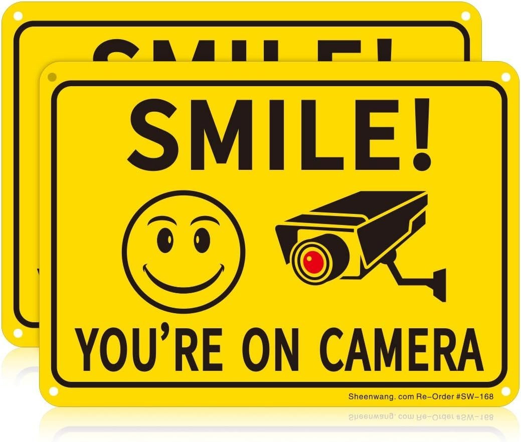10x7 Smile You’re on Camera Sign - Durable, Reflective Security Signage (2-Pack)