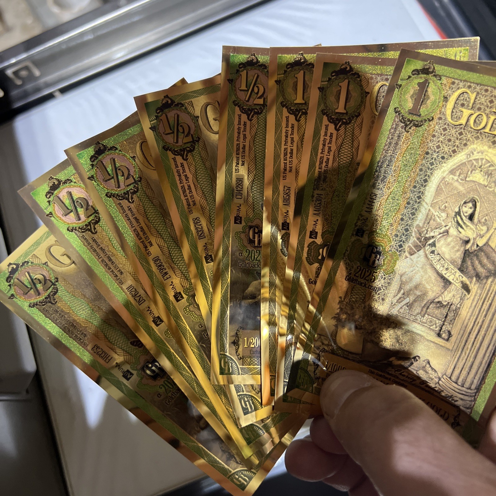 5.5 Total Goldbacks (3 * 1 Nevada GB & 5 * 1/2 Florida GB)