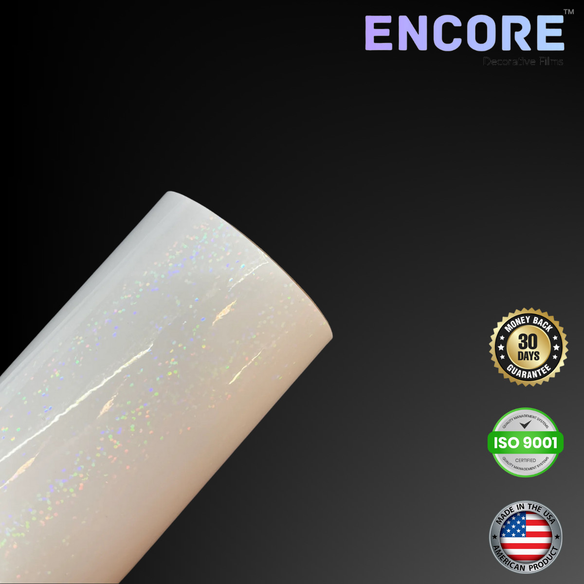 Encore® EFX21 White Sequins Holographic Vinyl for Decals/Stickers - MADE IN USA
