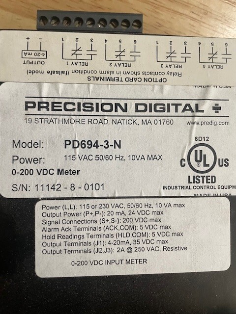 PRECISION DIGITAL PD694-3-N / PD6943N (New Open box)