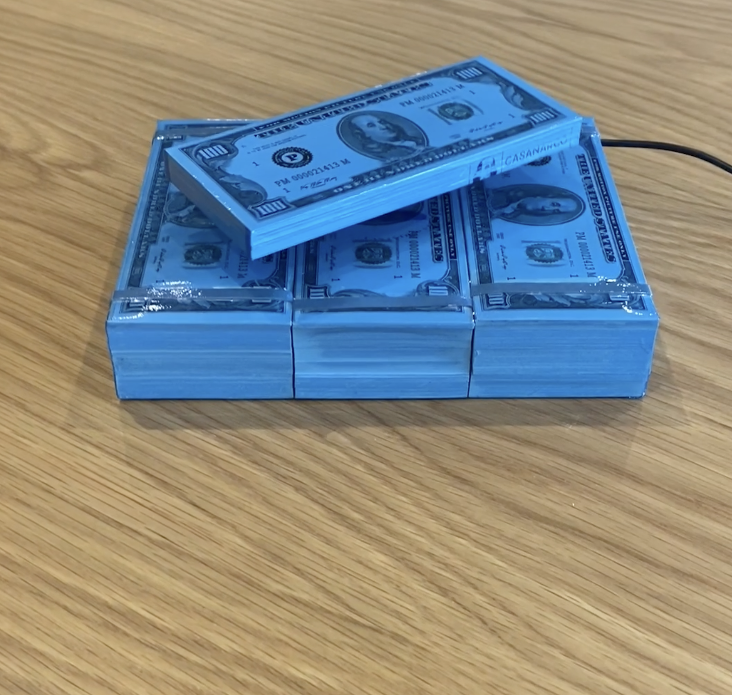 Levitating Money Table Top Decor Magic Stack in Sky Blue