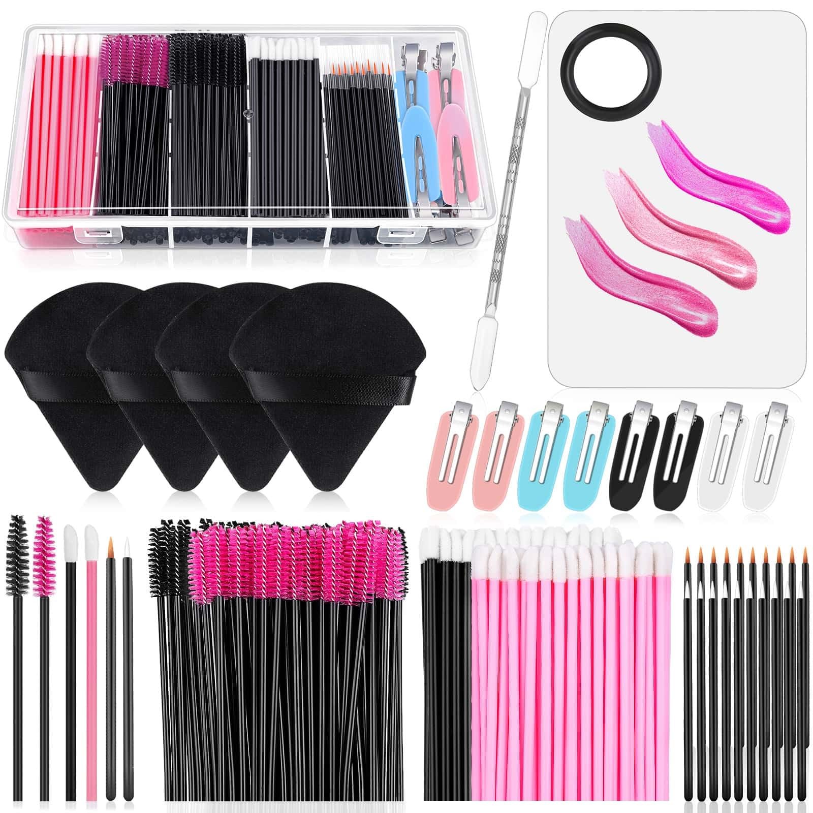 Disposable Makeup Applicators Kit with Triangle Puff Mixing Palette, Artist S...