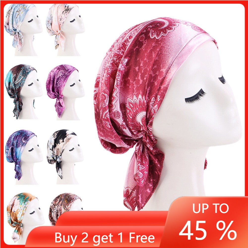 Muslim Women Hijab Scarf Cancer Chemo Cap Hair Loss Stretch Turban Hat Head Wrap