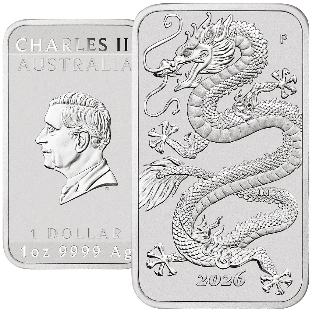2026 Silver Dragon Coin - Australia - Rectangle Bullion Coin - 1 oz BU