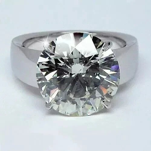 4Ct Round Lab Created Diamond Solitaire Engagement Ring 14K White Gold Finish