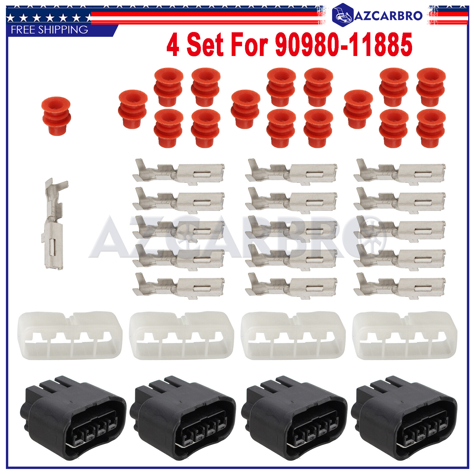4 PCS Ignition Coil Plug Connector New For 2000-2008 Toyota RAV4 2006-2010 Yaris