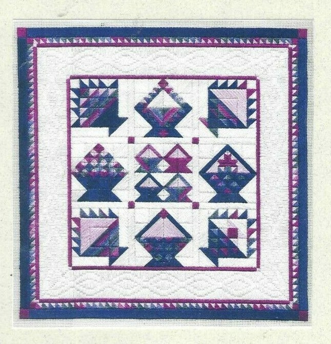 BASKET QUILT--Pink & Blue Baskets--Laura J. Perin--Counted Canvas Pattern