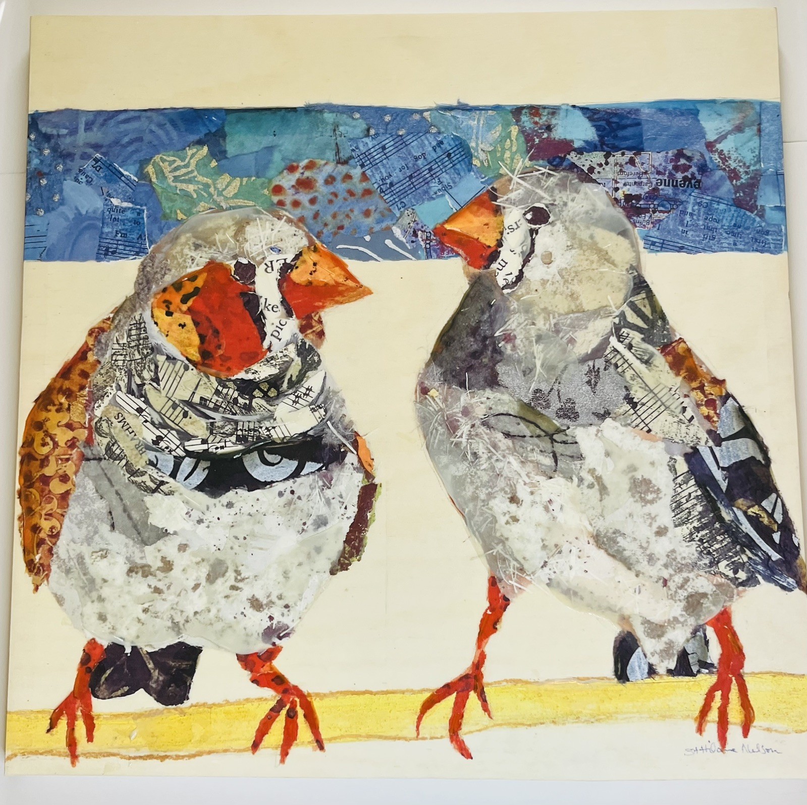 Elizabeth St. Hilaire Nelson-Signed-Birds Painting On Canvas 24x24 Vtg Artwork