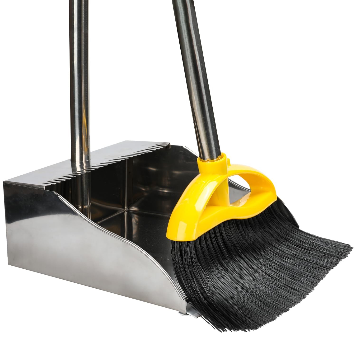 Broom and Stainless Steel Dustpan Set for Home,Metal Dust Pan and Soft Bristl...