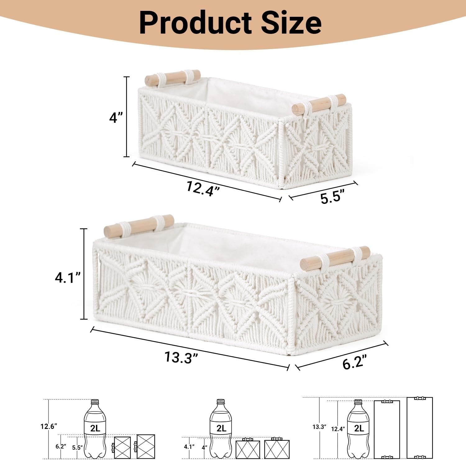 Macrame Storage Baskets Boho Decor Style Woven Storage Boxes Home Organization