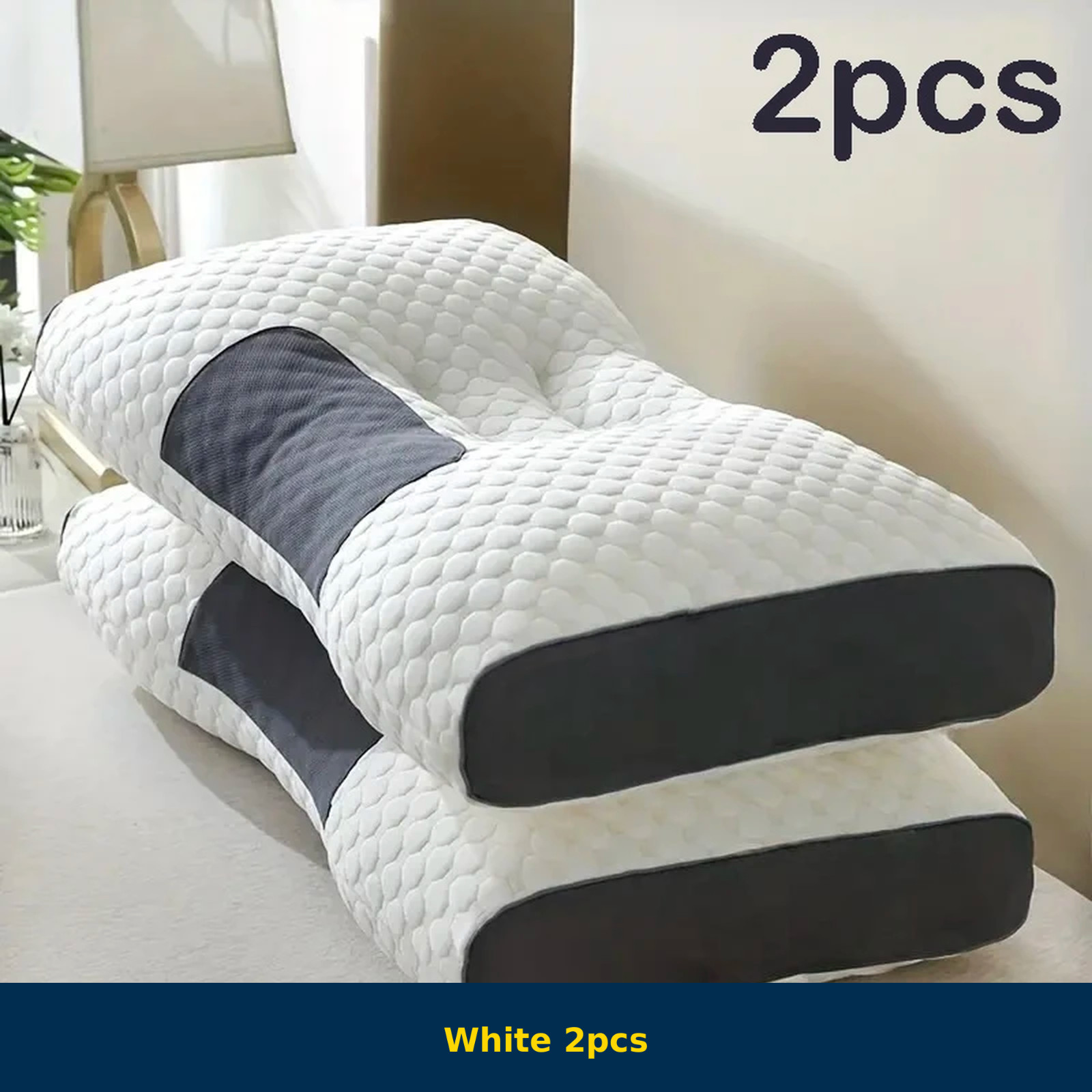 2‑Pack Ergonomic Orthopedic Neck Massage Pillows – Adjustable Sleeping Comfort