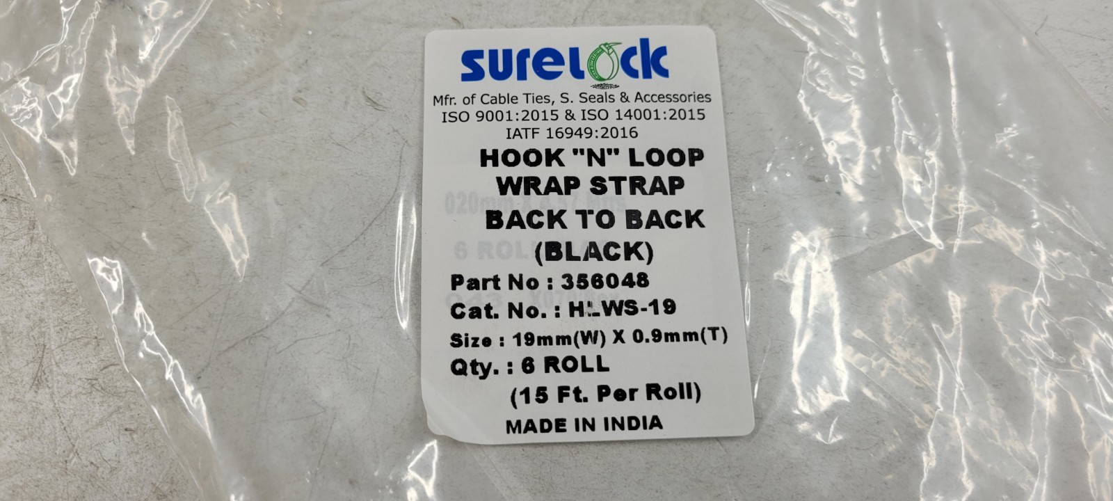 6 Pack SureLock Double Sided Hook "N" Loop Wrap Straps - 6 Rolls 15' Each x .75"
