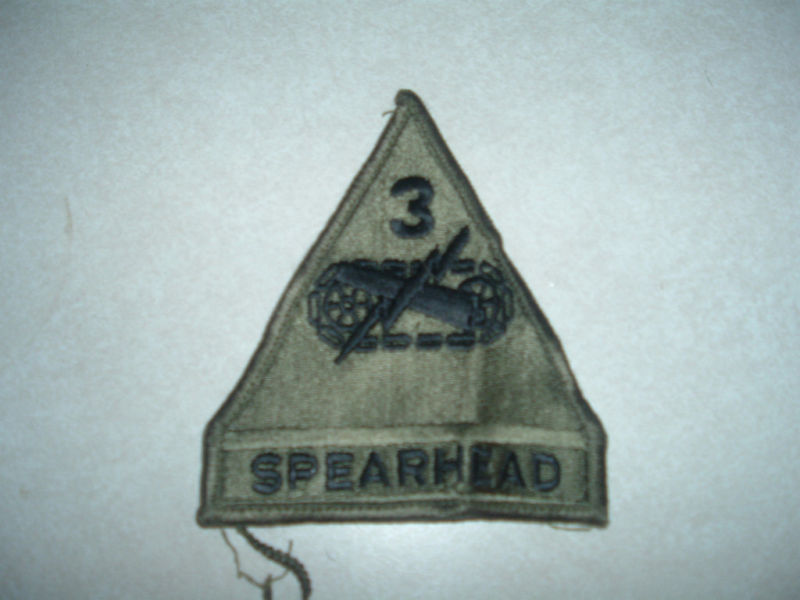 MILITARY PATCH 3RD ARMORED DIVISION SPEARHEAD SUBDUED SEW ON COMBAT USED