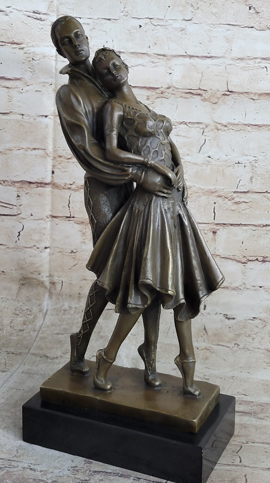 Art Deco Romantic Couple Dancing by Romanian Artist Chiparus Bronze Sculpture