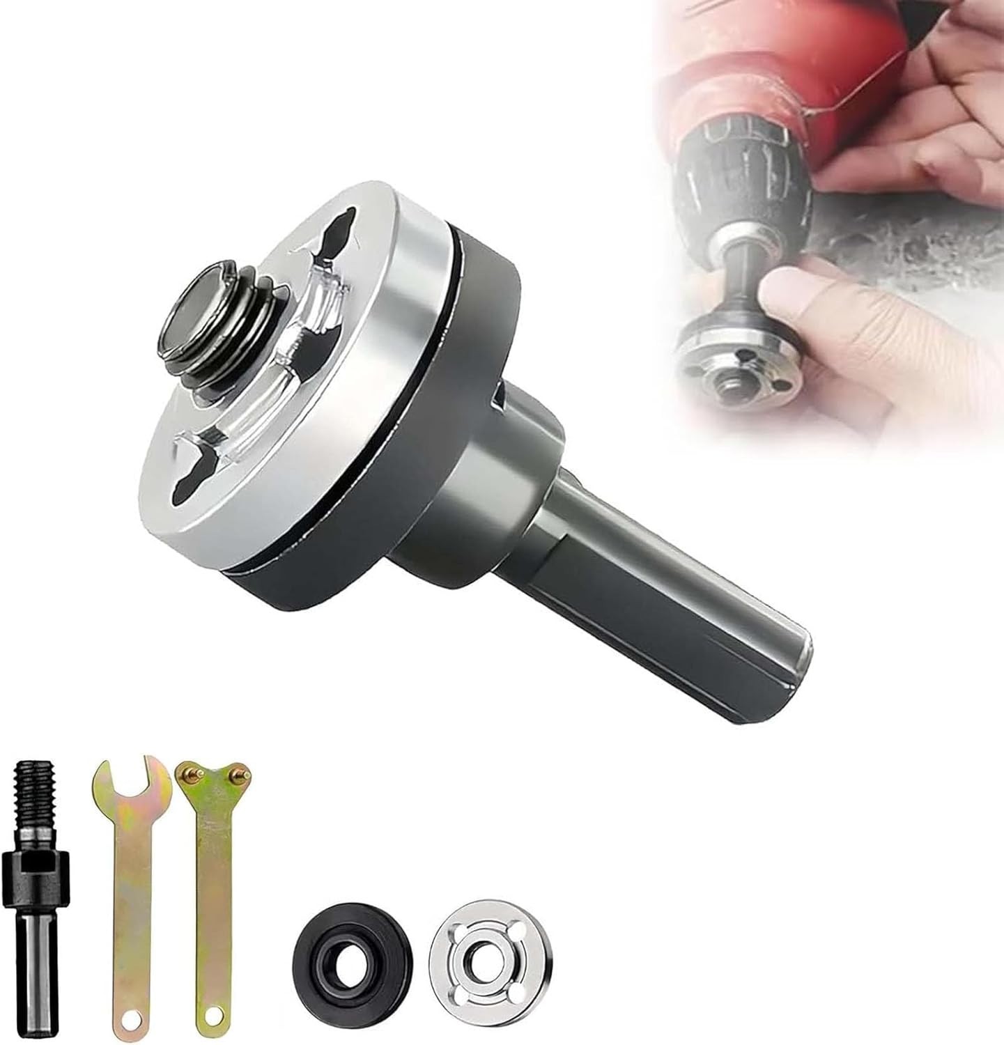 1Set 10mm Drill to Angle Grinder Adapter Rod Conversion Kit with Wrench - NEW