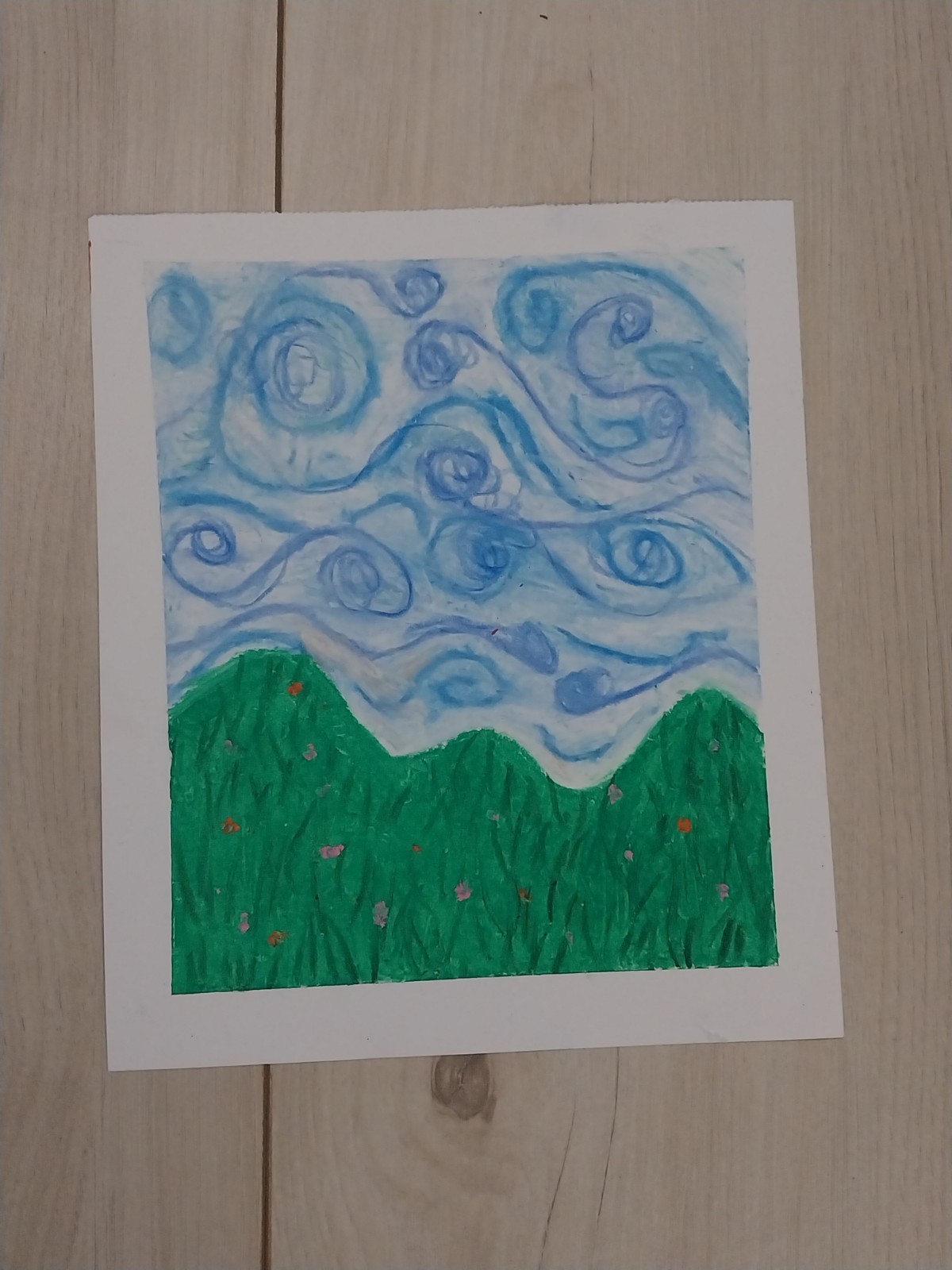 Sindy Fuhr Oil Pastel Drawing 8x9.5 Inch Original Nature Art Mountain Breeze