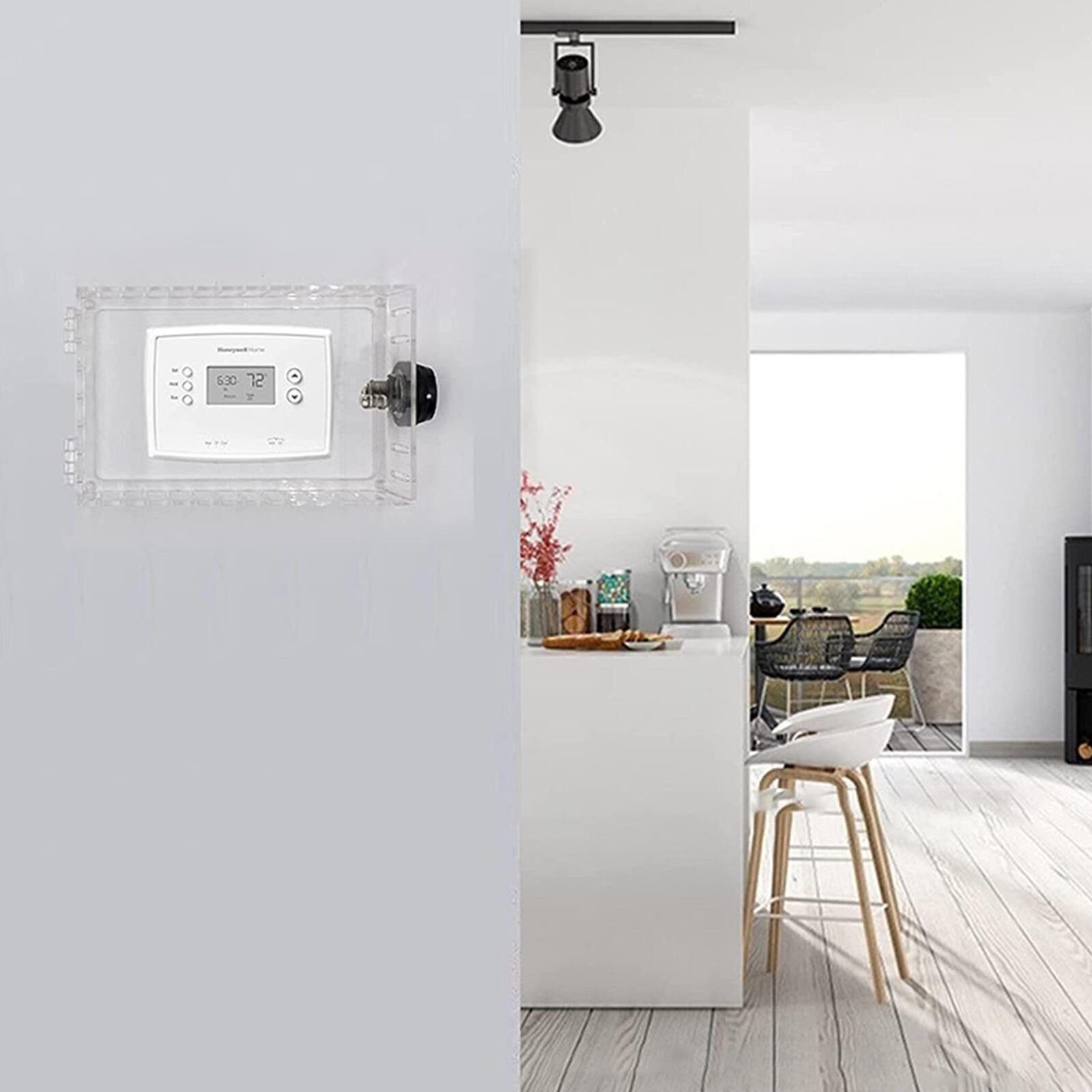 Secure Thermostat Guard Clear Cover Lock Box with 2 Keys for Enhanced Security