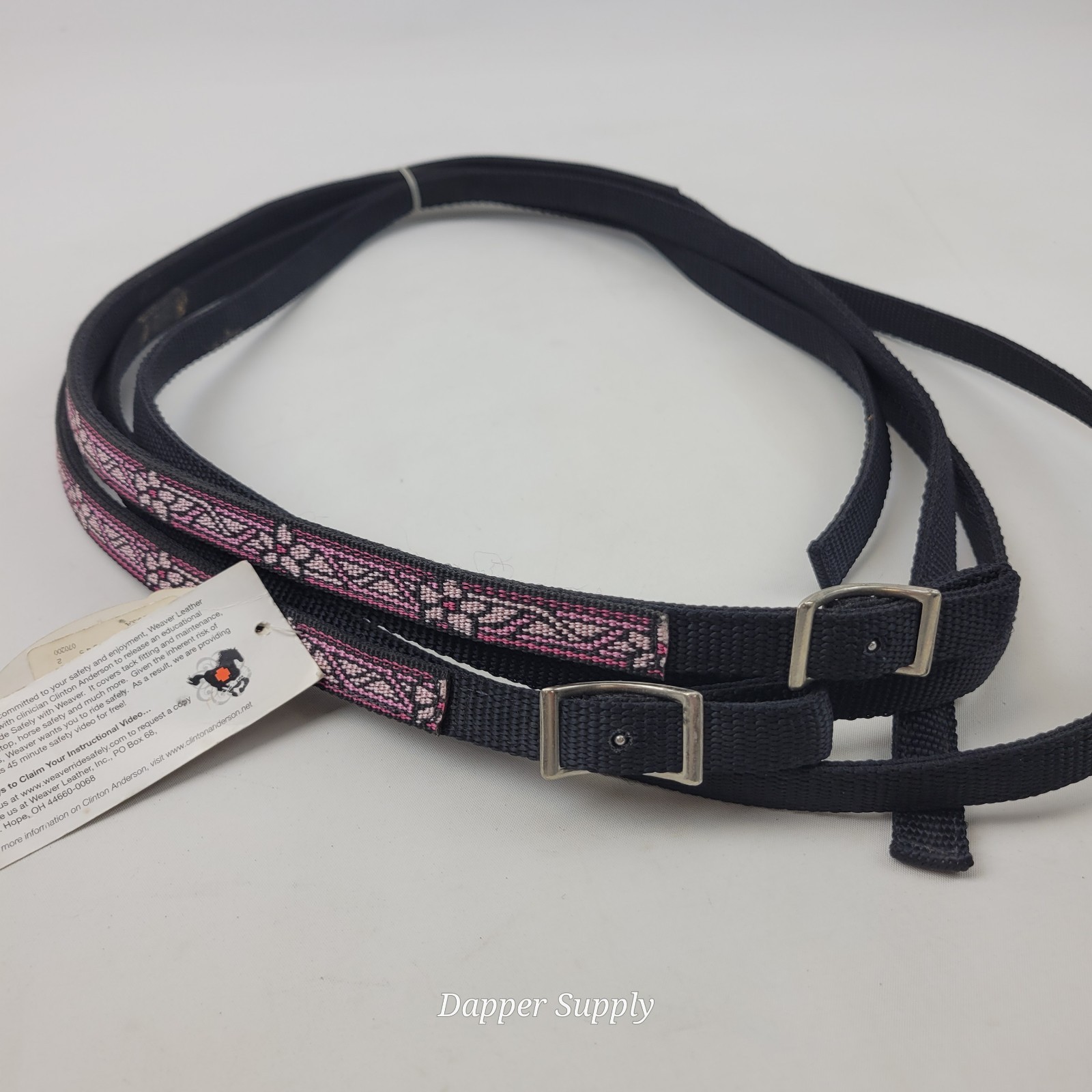 Weaver Leather Reins Split Black Maui Overlay
