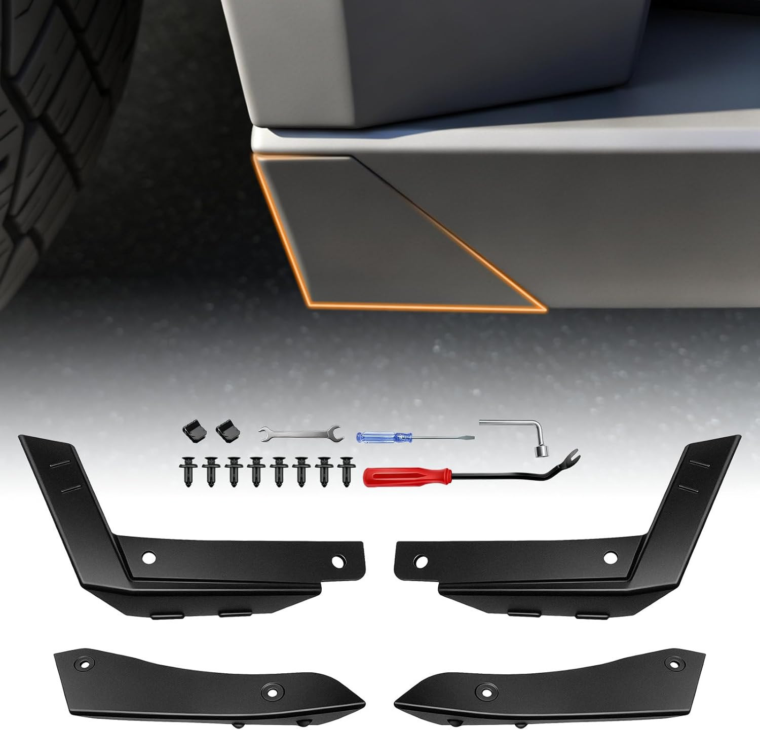 Mud Flaps Wheel Fairing Delete Covers for Tesla Cybertruck 2024-2026 No Drilling
