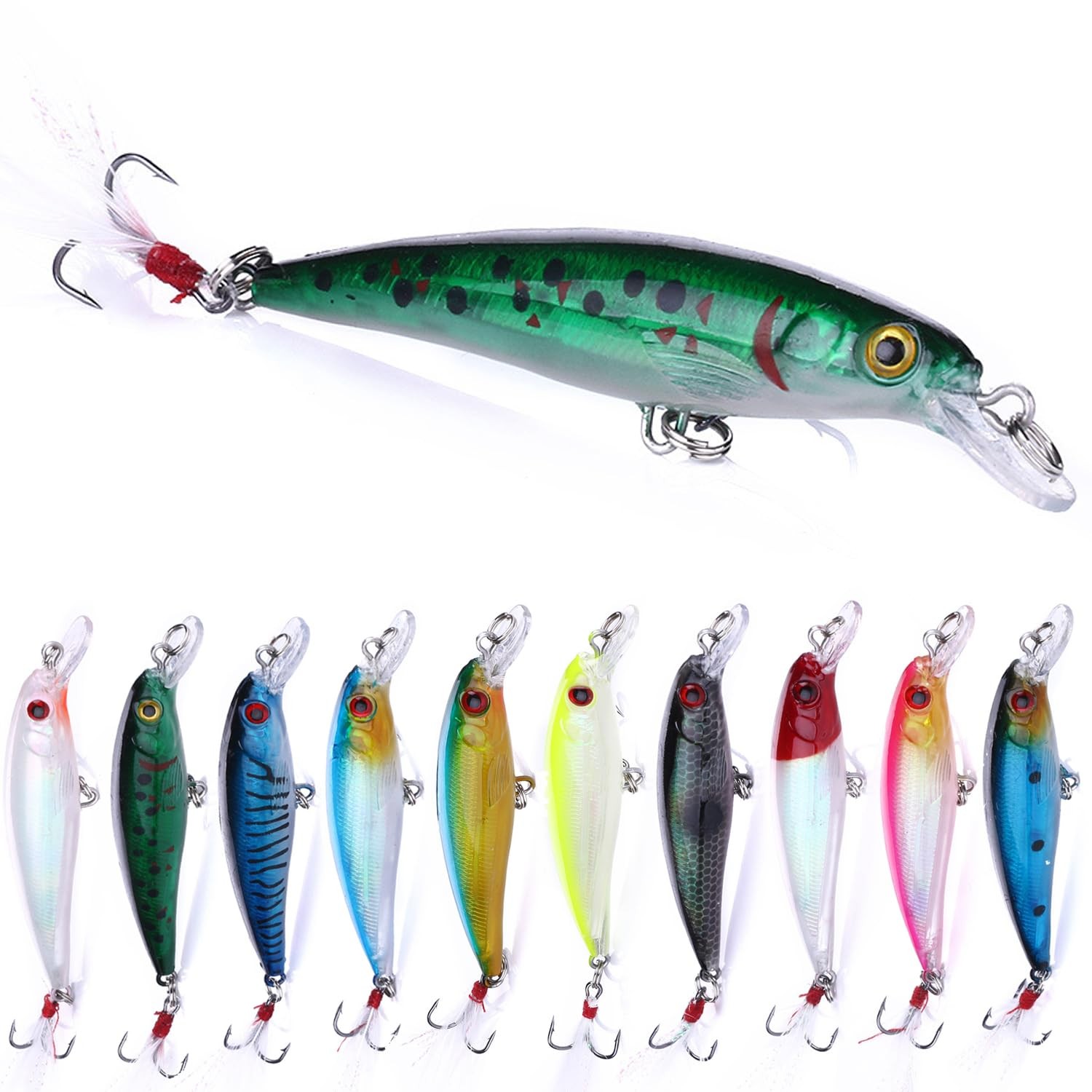 LURESMEOW Jerkbait Fishing Lures, Top Water Bass Medium, 3.54in/0.28oz-10pc