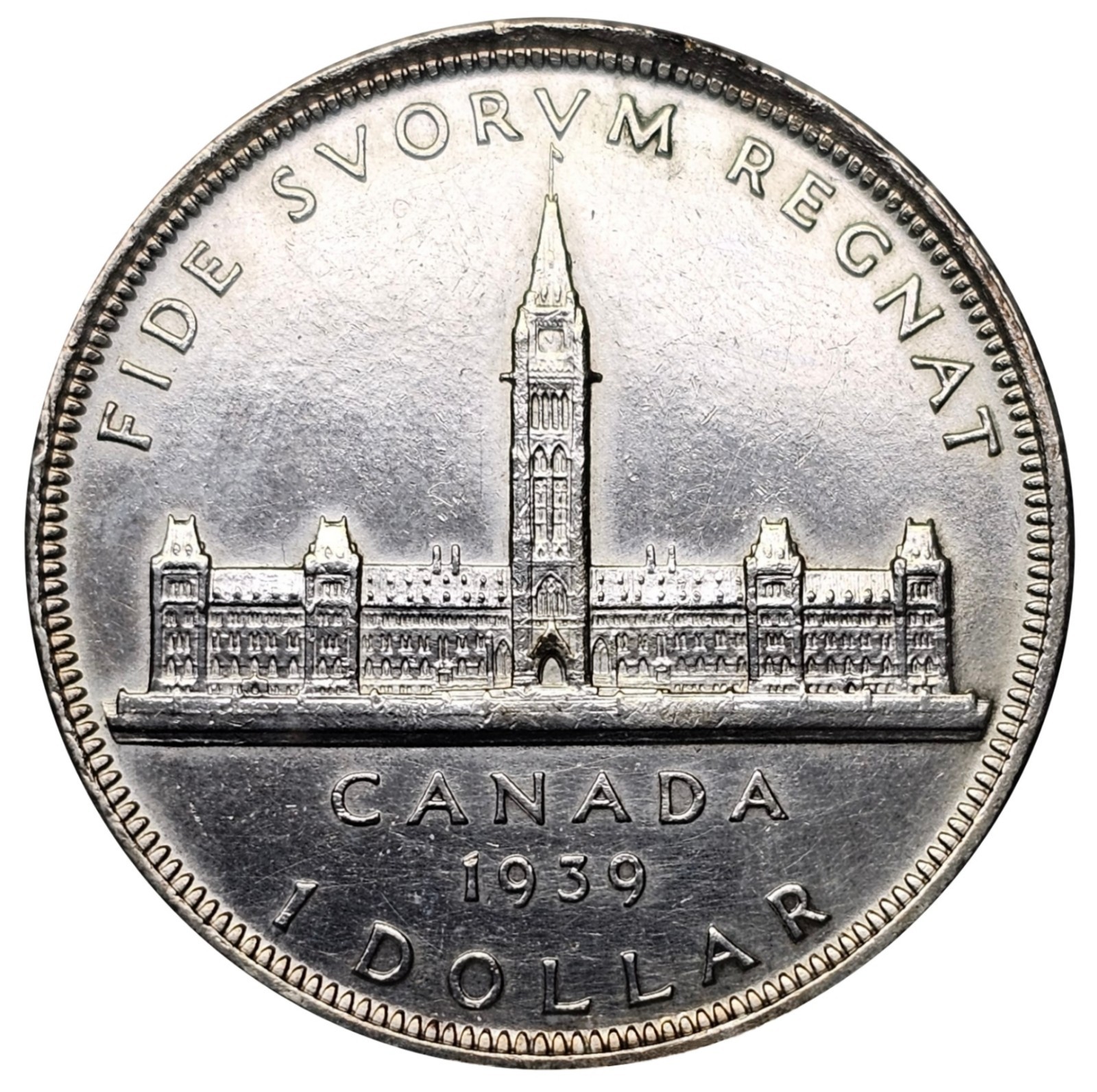 1939 CANADA ONE DOLLAR .800 SILVER COIN KING GEORGE VI VISIT # 1440