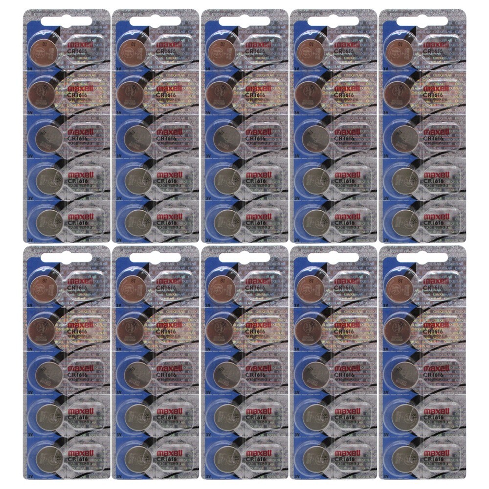 50 Maxell CR1616 1616 Lithium 3V Batteries Hologram