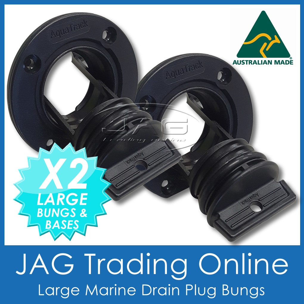 2 x LARGE COMPLETE BOAT DRAIN BUNG PLUGS BLACK- for Quintrex/Stacer Marine Bungs