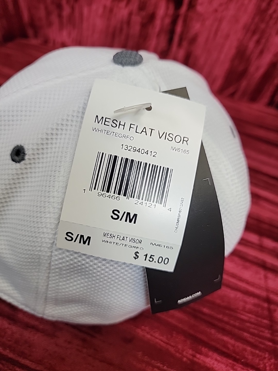 NEW NWT Adidas Mesh Flat Flex Hat IW6165 White GRAY BRIM S/M