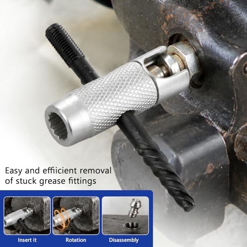 2 Pcs Grease Fitting Tool Set, 4 in 1 Grease Zerk Fitting Tool with Cleaner,