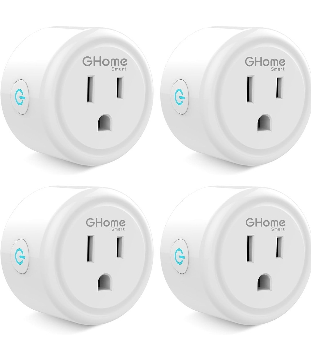 GHome Smart Mini Plug Wi-Fi Outlet Socket Alexa Google Home 4 Pack White