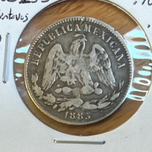 1883ZsS Mexico 25 Centavos Zacatecas  Silver  Coin-25MM-KM#406.9-MINTAGE=193,000