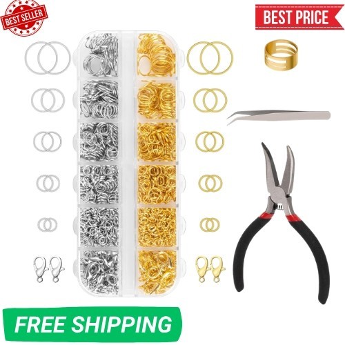 1200 Pcs Jump Rings for Jewelry Making Supplies, Necklace Repair Kit with Open/C