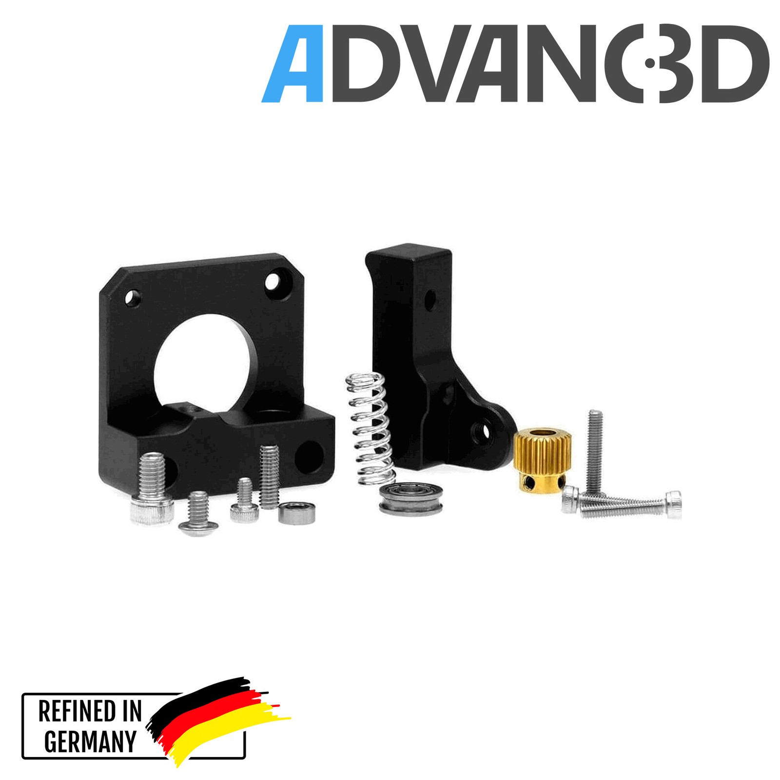 Advanc3D MK10 Extruder Spring Tension Adjustable Ball Bearing Right Hand Black