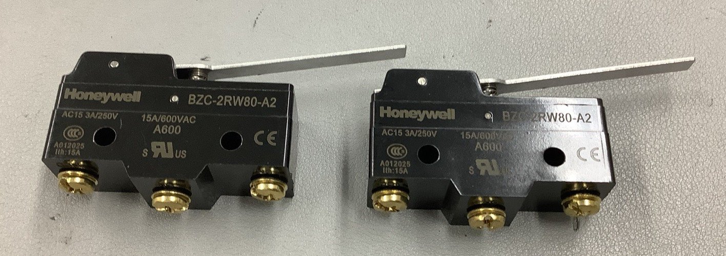 Lot of 2 Honeywell BZC-2RW80-A2  Snap Action Switches 15A 600VAC (B624)