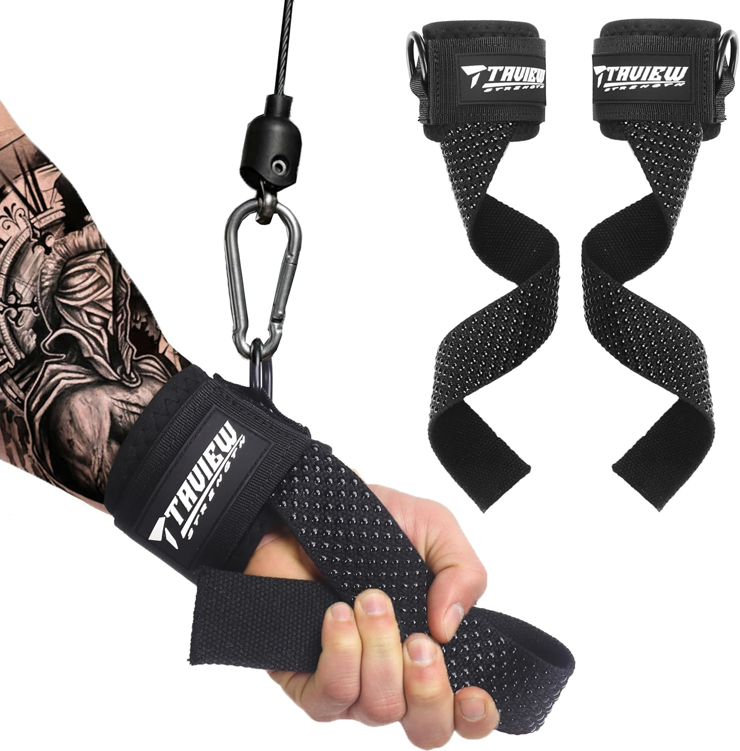 TAVIEW Weight Lifting Straps with Cuffed D Ring Wrist Support, Heavy Duty Comfor