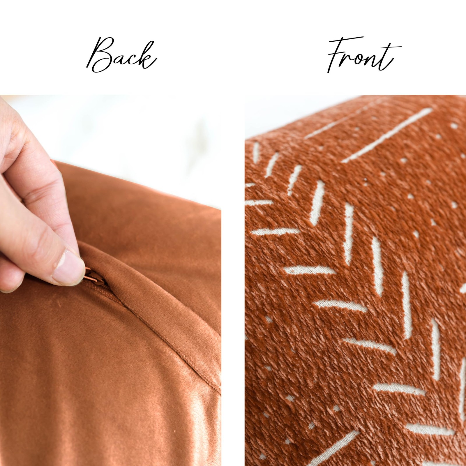 Decorative Lumbar Throw Pillow Covers 12X20 Set of 2, Brick Red Rust Boho Far...