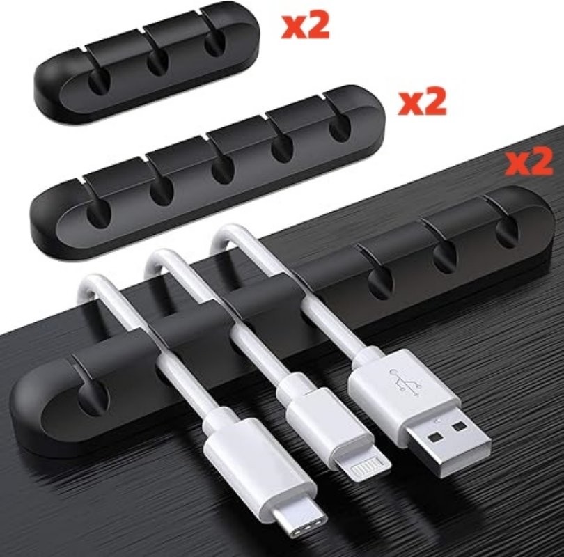 6-Pack Cable Management Cord Organizer Clips Silicone Self Adhesive Cable Holder