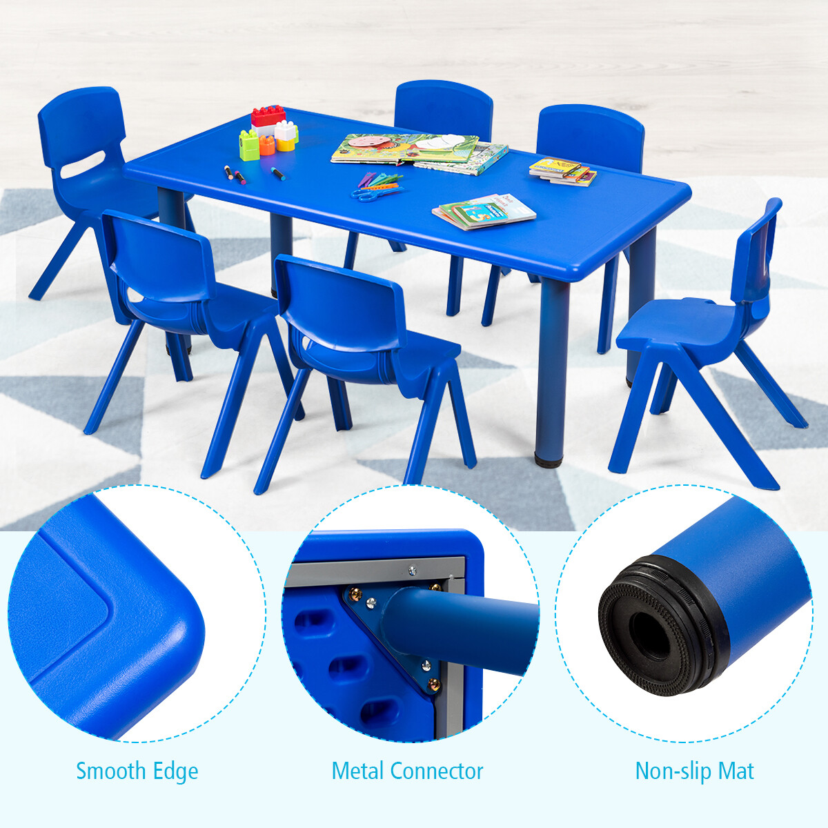 Topbuy 6 PCS Plastic Kids Chair Modern Stackable Learning Chairs Red/Blue