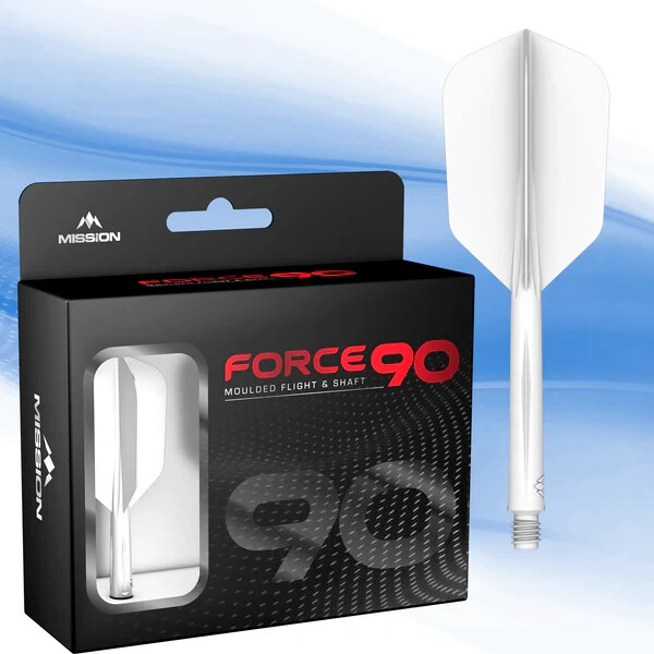 WHITE INTERMEDIATE SLIM MISSION FORCE 90 1 PIECE MOLDED SHAFT & FLIGHT SYSTEM