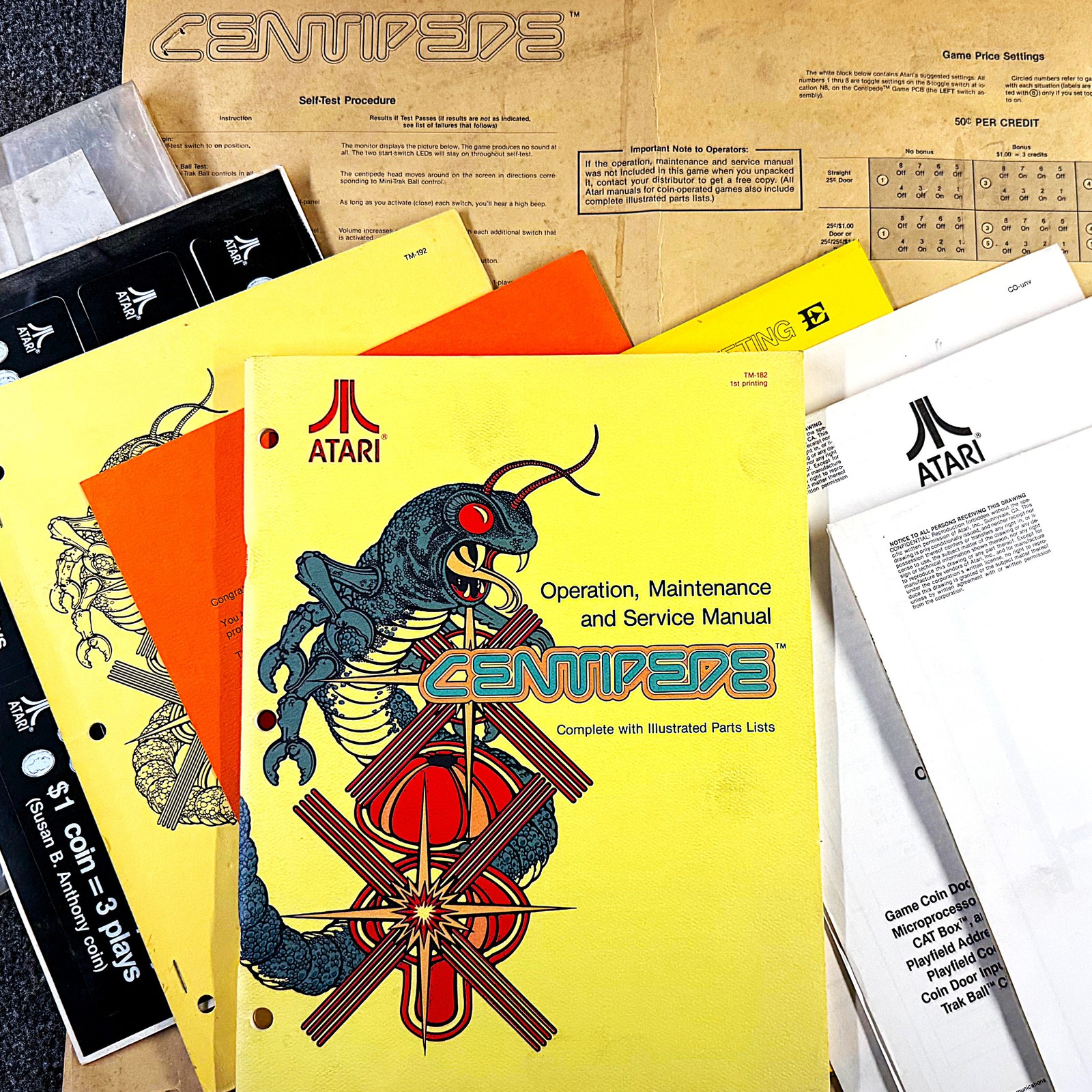 ATARI Centipede Arcade Manual Signature Analysis Guide Schematics Drawing BONUS