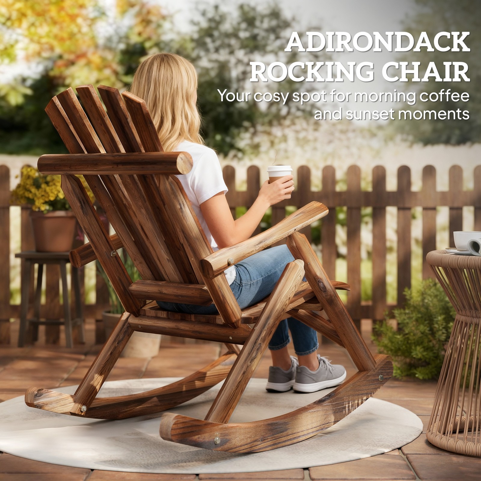 Backyard Adirondack Rocking Chair Outdoor Patio Porch Seat